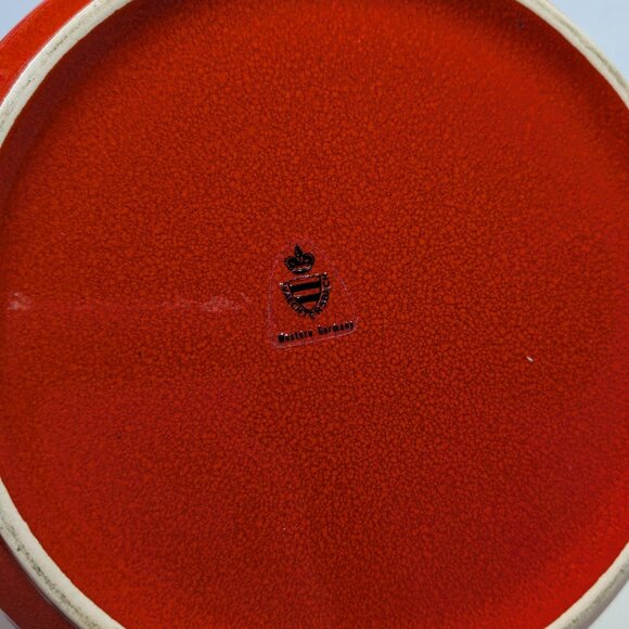 Waechtersbach Red White Ceramic Heart Serving Bowl Large 3 Rows Hearts Vintage - Picture 8 of 13